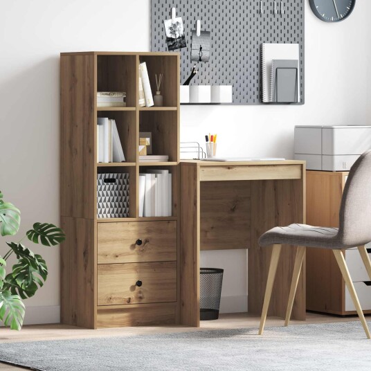  Skrivebord med lagring 2 pcs artisan eik 60 x 50 x 76 cm