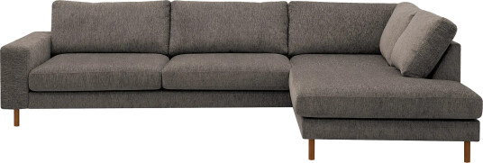 Scandi Dyp 4 seters sofa med sjeselong høyre i chenille Svart