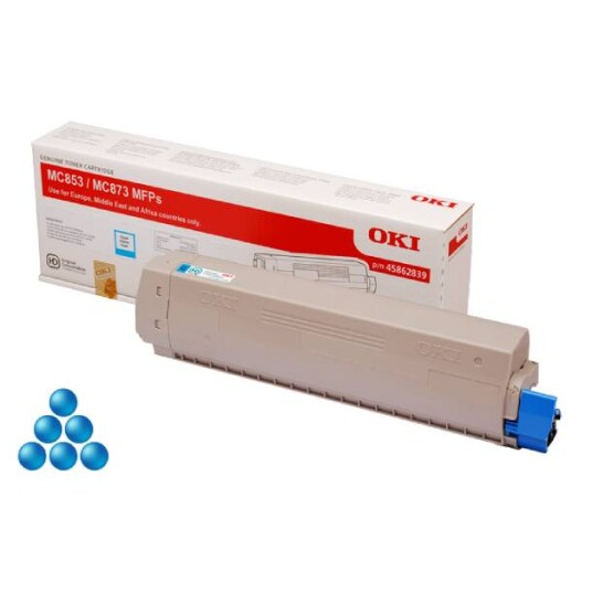 OKI MC 873 C lasertoner - 45862839 Original - Cyan 7300 sider OKI MC 873 C lasertoner - 45862839 Original - Cyan 7300 sider