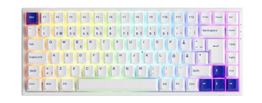 Akko 3084B Blue/White CS Silver - ND - Gamingtastatur - Nordisk - Hvit