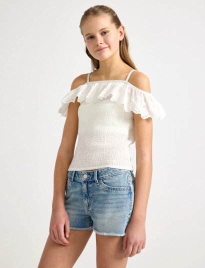 Lindex Top With Off Shoulder Design White 158/164 Lindex Top With Off Shoulder Design White 158/164