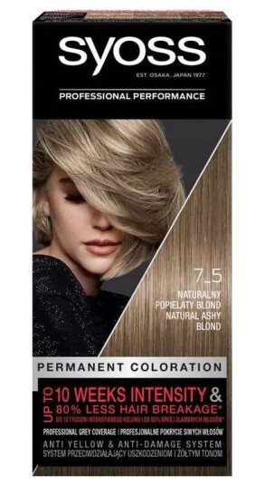 Syoss SYOSS_Permanent Coloration hair dye permanently coloring 7-5 Natural Ash Blonde