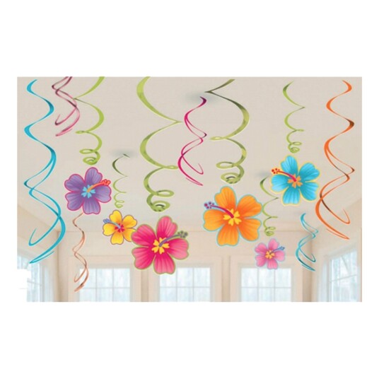 Amscan International Swirls Hawaii Hengende Dekorasjon - 12-pakning