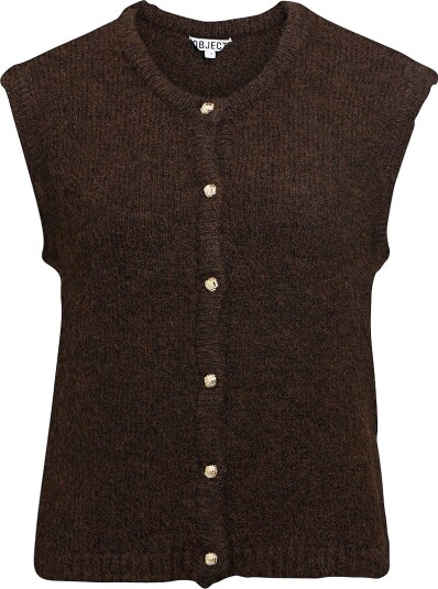 Object Objsaggia Re Knit Vest Cardigan Noos   Brown   L