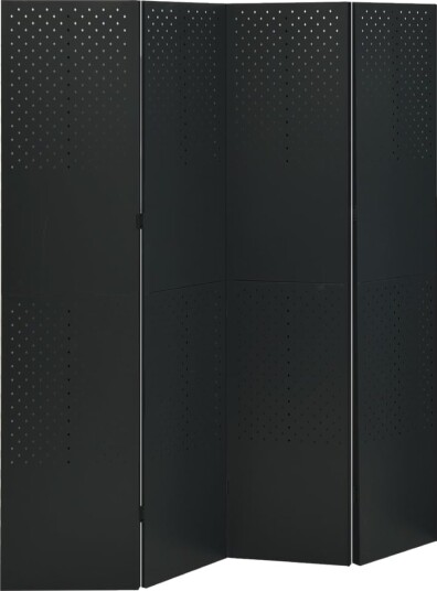 vidaXL Romdeler 4 paneler svart 160x180 cm stål