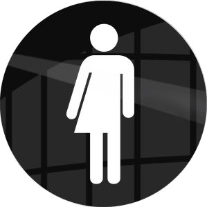 Skilt Kønsneutral Silhuet Toilet Ø10 Cm Aluminium Sort