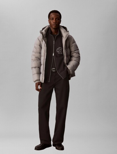 Calvin Klein Jeans Ls Nyln Zp Off Hod Down Pufr Jkt Grey S