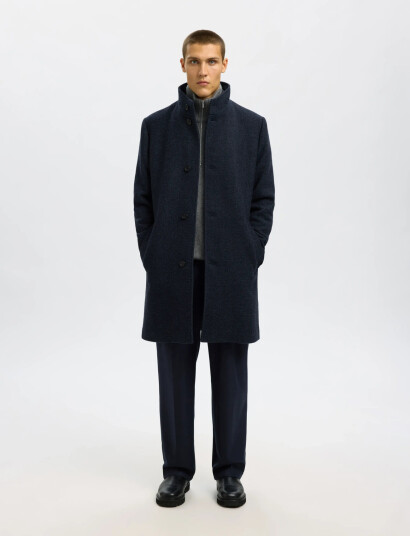Selected Slhrainar Wool Blend Coat Noos - Navy - M Selected Slhrainar Wool Blend Coat Noos - Navy - M