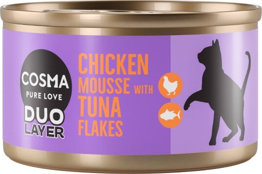 Cosma Våtfôr Duo Layer Kyllingmousse Med Tunfiskbiter 24 X 70 G