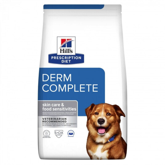 Hill's Hundefôr Derm Complete 12 kg - Tørrfôr for Hudproblemer og Matintoleranse