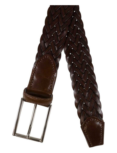 Portia 1924 Braided Full Grain Leather Belt - Brown - 85 cm Portia 1924 Braided Full Grain Leather Belt - Brown - 85 cm
