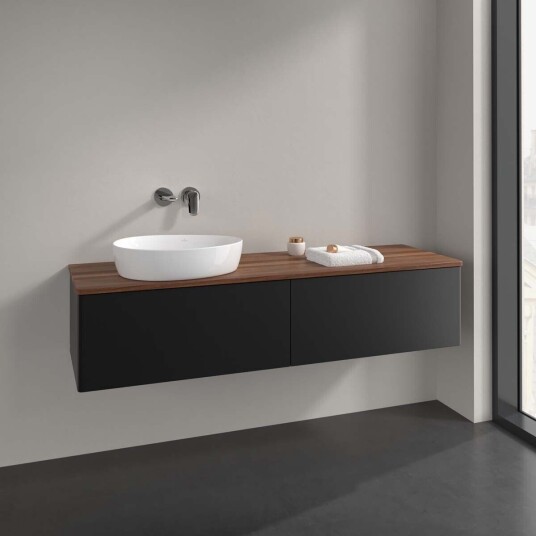 Villeroy & Boch Antao Servantskap med 2 skuffer 160x50x36 cm m/lys Sort Matt/Valnøtt
