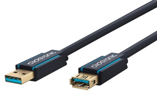 ClickTronic Forlengelseskabel USB-A Premium-kabel | USB A hann USB A hunn | 1,8 m | 5 Gbit/s