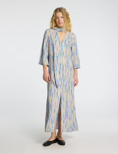 Selected Slfbaela 3/4 Aop Ankle Dress B - Blue - 36