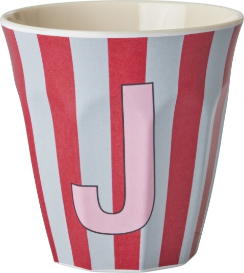 RICE Pinkish Stripes Melamin Alfabet Kopp J