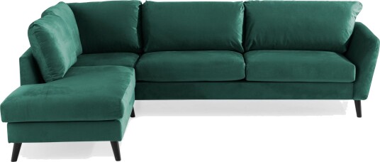 Trend 4 seters Venstrevendt L formet Sjeselongsofa i Fløyel Grønn