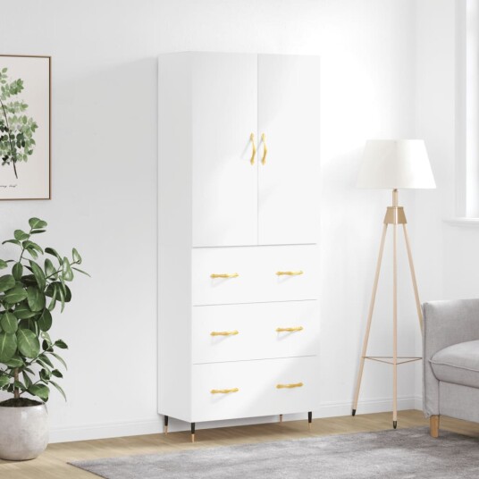 vidaXL Highboard hvit 69,5x34x180 cm konstruert tre 8720845410766