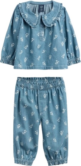 GAP Baby Woven Top And Pants Set WHITE FLORAL PRINT 56/62
