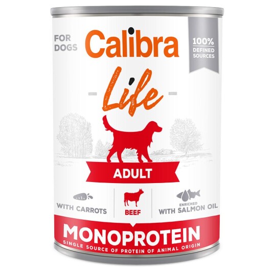 Calibra Dog Life Voksen 6 X 400 G Biff Med Gulrøtter