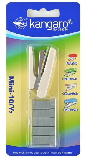 Kangaro Stapler Kangaro Mini-10/Y2 Stapler + Staples Staples Up To 10 Sheets Blister Beige