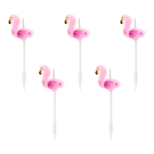 PartyDeco Bursdagslys Flamingo - 5-pakning