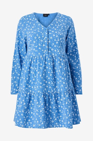 Zizzi Kjole vViva L/S Abk Dress Blå Zizzi Kjole vViva L/S Abk Dress Blå