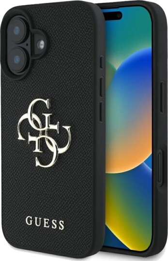 Guess Mobildeksel iPhone 16 Grained 4G Logo Svart