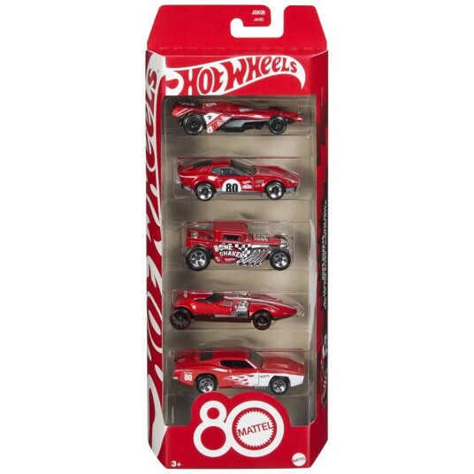 Hot Wheels Basics Lekebiler 5 Pakning   Mattel 80 Årsjubileum