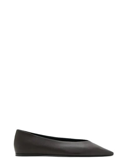 Mango Flat Leather Pointed Toe Shoe Black 40 Mango Flat Leather Pointed Toe Shoe Black 40