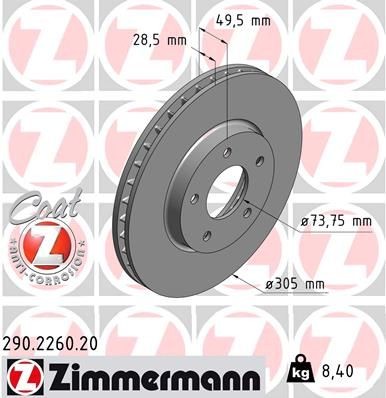 Bremseskive ZIMMERMANN 290.2260.20