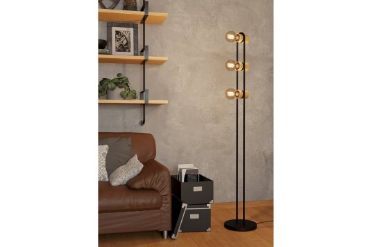 Gulvlampe Eglo Chieveley med 3 Lamper Svart/Brun Gulvlampe Eglo Chieveley med 3 Lamper Svart/Brun