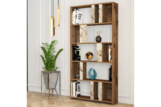 Bokhylle Tibani 90x20 cm 5 Hyller Mørkebrun/Hvit Bokhylle Tibani 90x20 cm 5 Hyller Mørkebrun/Hvit
