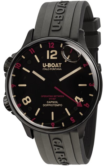 U Boat Herreklokke 8841/B Capsoil Sort/Gummi Ø45 mm