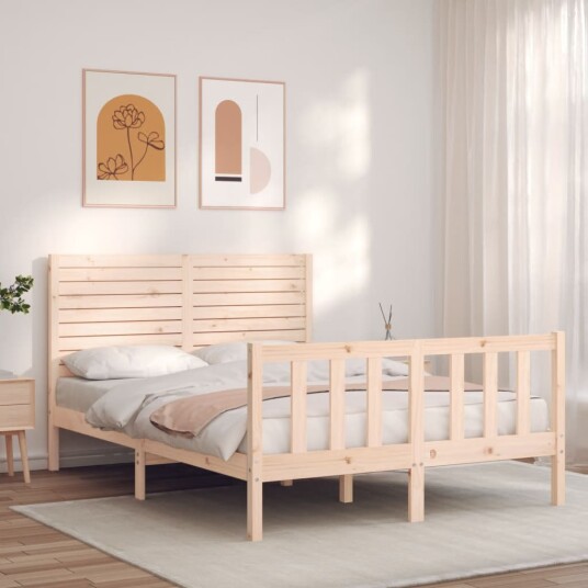 vidaXL Sengeramme med hodegavl 140x200 cm heltre 8720845983765