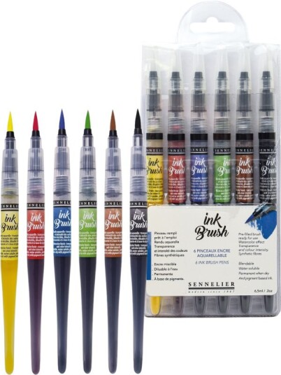 Sennelier ink brush 6 akvarell blekkpensler