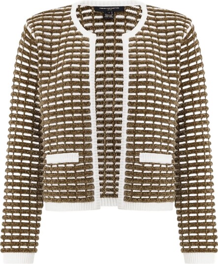French Connection Dion Noar Edge To Edge Cardigan KHAKI GRN/PORC CRM S French Connection Dion Noar Edge To Edge Cardigan KHAKI GRN/PORC CRM S