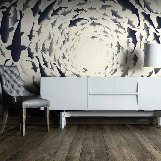 Fototapet Fish Swirl 200x140 - Finnes i flere størrelser