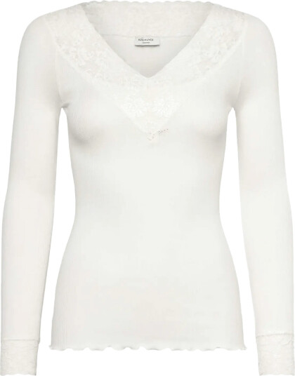 Rosemunde Rwbernadine Organic Ls V Neck Lace T Shirt White XL