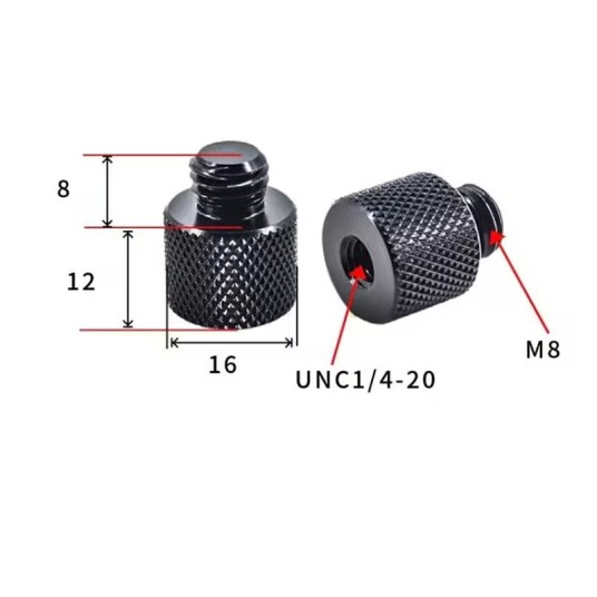 INF Stativ gjengeadapter M12 til 1/4" hann - 5-pakning M8