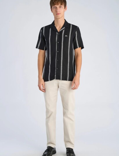 Lindbergh Structure Stripe Shirt S/S Black XXL Lindbergh Structure Stripe Shirt S/S Black XXL