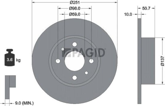 PAGID 51803NC Bremseskive