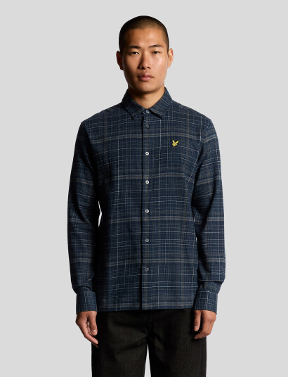 Lyle & Scott Checked Flannel Shirt - Navy - S