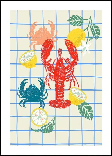 Lobster and lemons Poster Plakat / 50x70cm