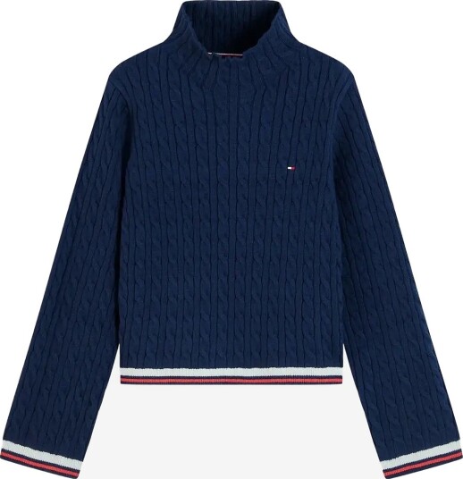 Tommy Hilfiger Cable Mock Neck Sweater - DARK BLUE - 164
