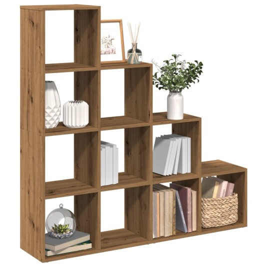 Bokhylle 4 etasjer artisan eik 131,5x29x131,5 cm konstruert tre