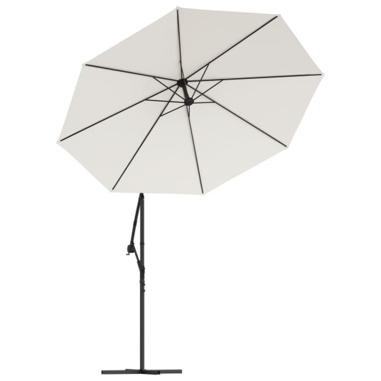 vidaXL Hengeparasoll med LED-lys 300 cm sand metallstang