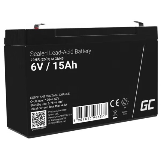 Green Cell AGM VRLA 6V 15Ah Green Cell AGM VRLA 6V 15Ah