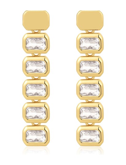 LUV AJ The Bianca Bezel Drop Studs  Gold   Gold   