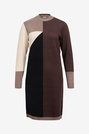 Object Kjole objRay L/S Knit Drss Aop Grå