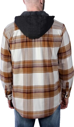 Carhartt Men's Flannel Fleece Lined Hooded Shirt Jacket ® Brown XL
